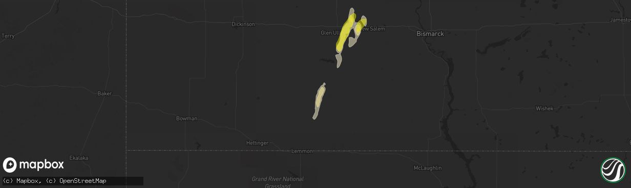 Hail map in New Leipzig, ND on June 16, 2020