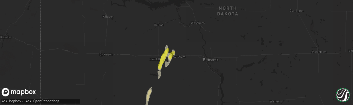 Hail map in New Salem, ND on June 16, 2020