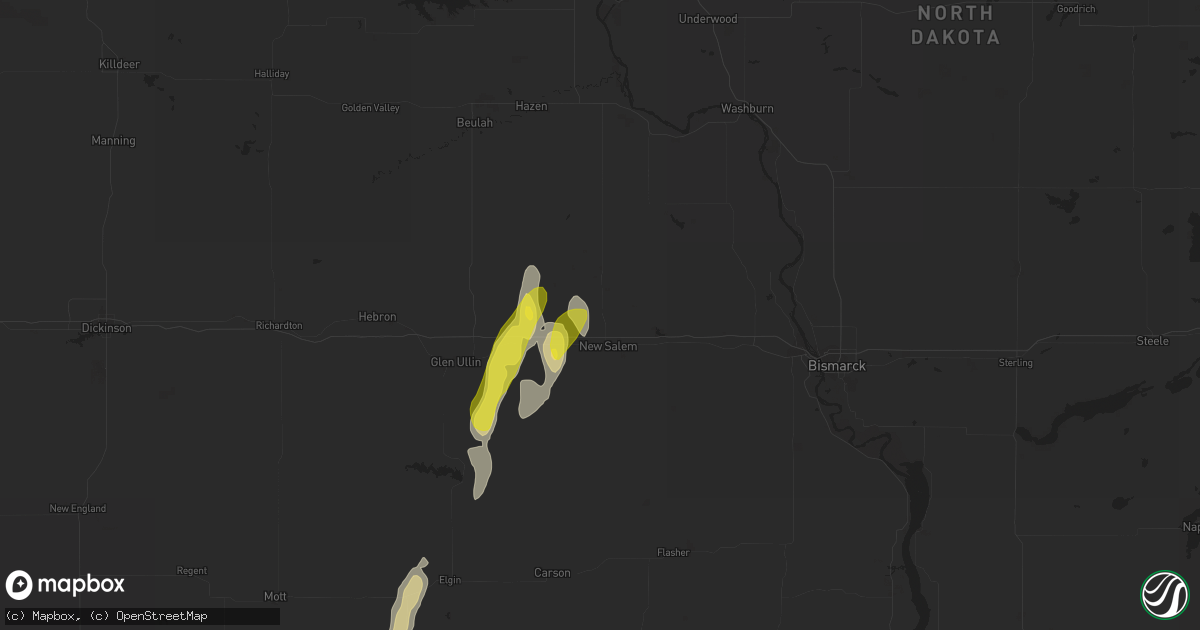 Hail map in New Salem, ND on June 16, 2020