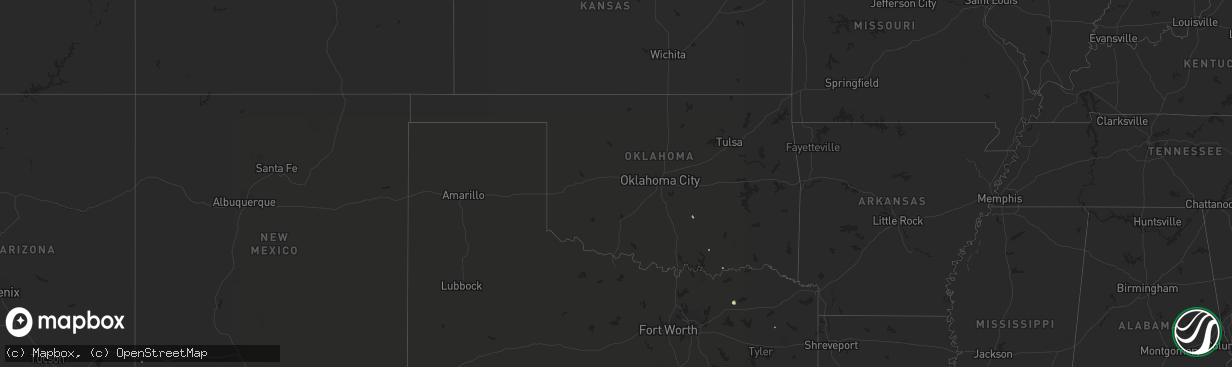 Hail map in Oklahoma on June 16, 2020