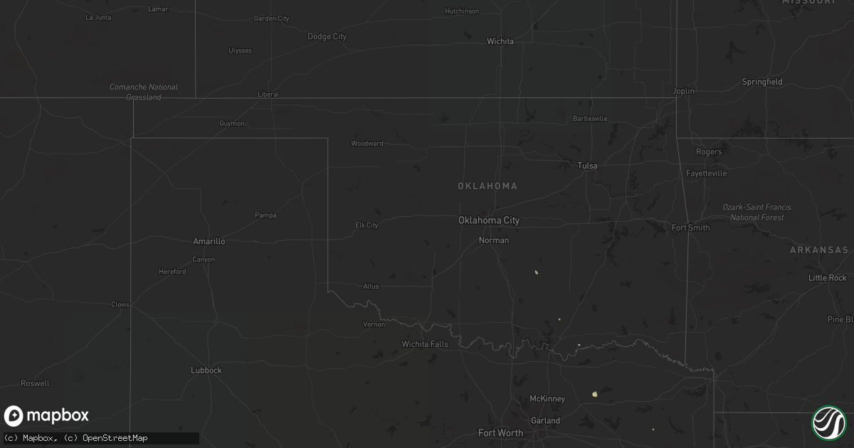 Hail map in Oklahoma on June 16, 2020