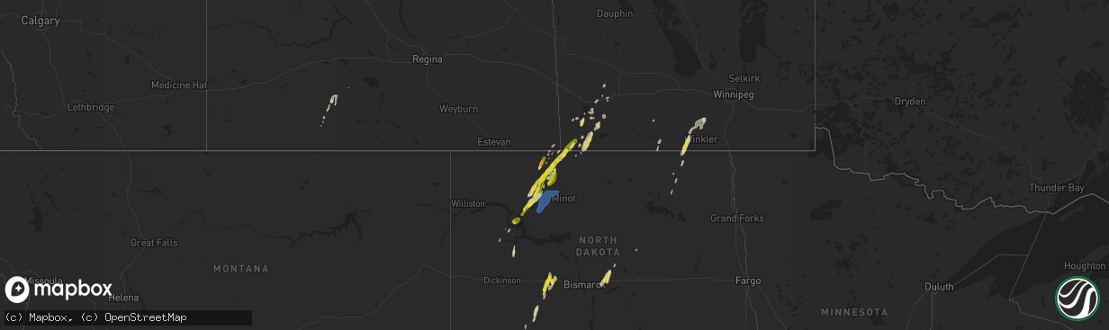 Hail map on June 16, 2020