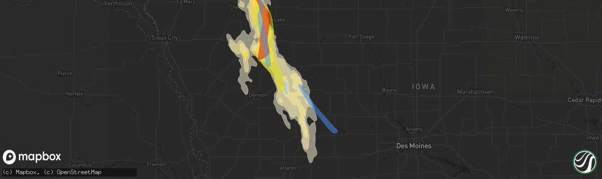 Hail map in Carroll, IA on June 16, 2021