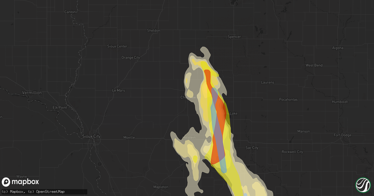 Hail map in Cherokee, IA on June 16, 2021