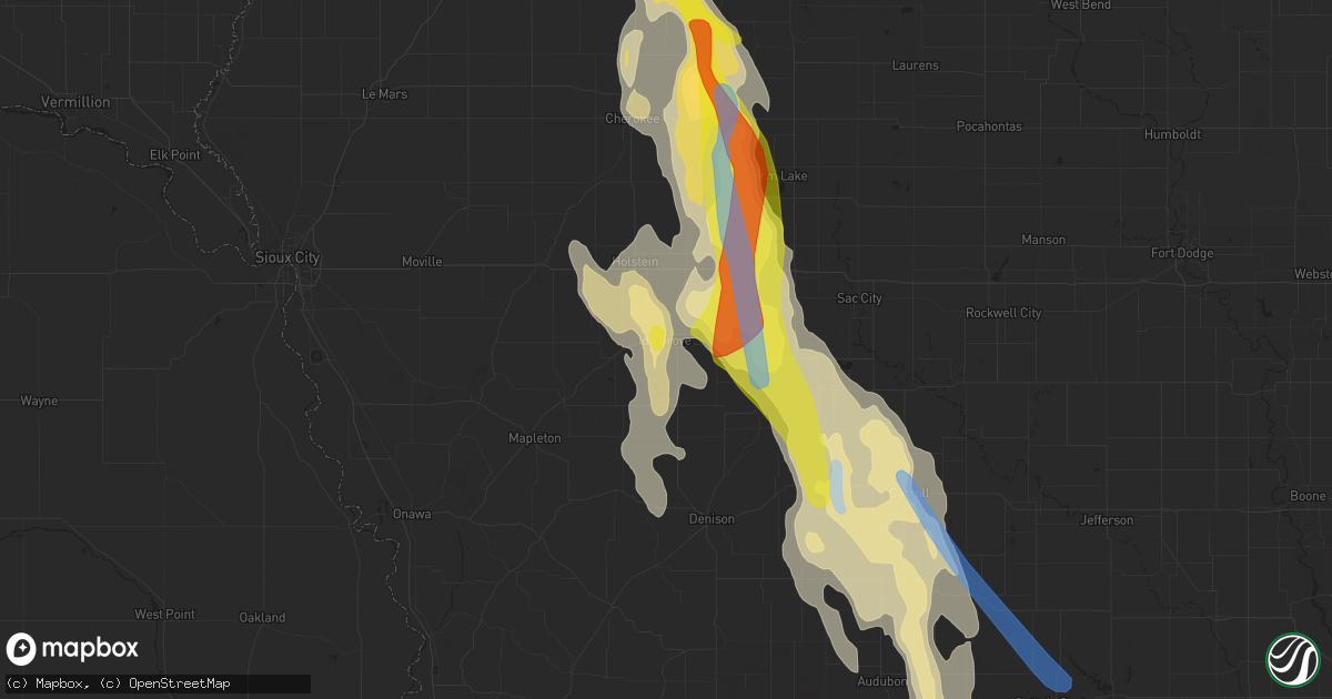 Hail map in Ida Grove, IA on June 16, 2021