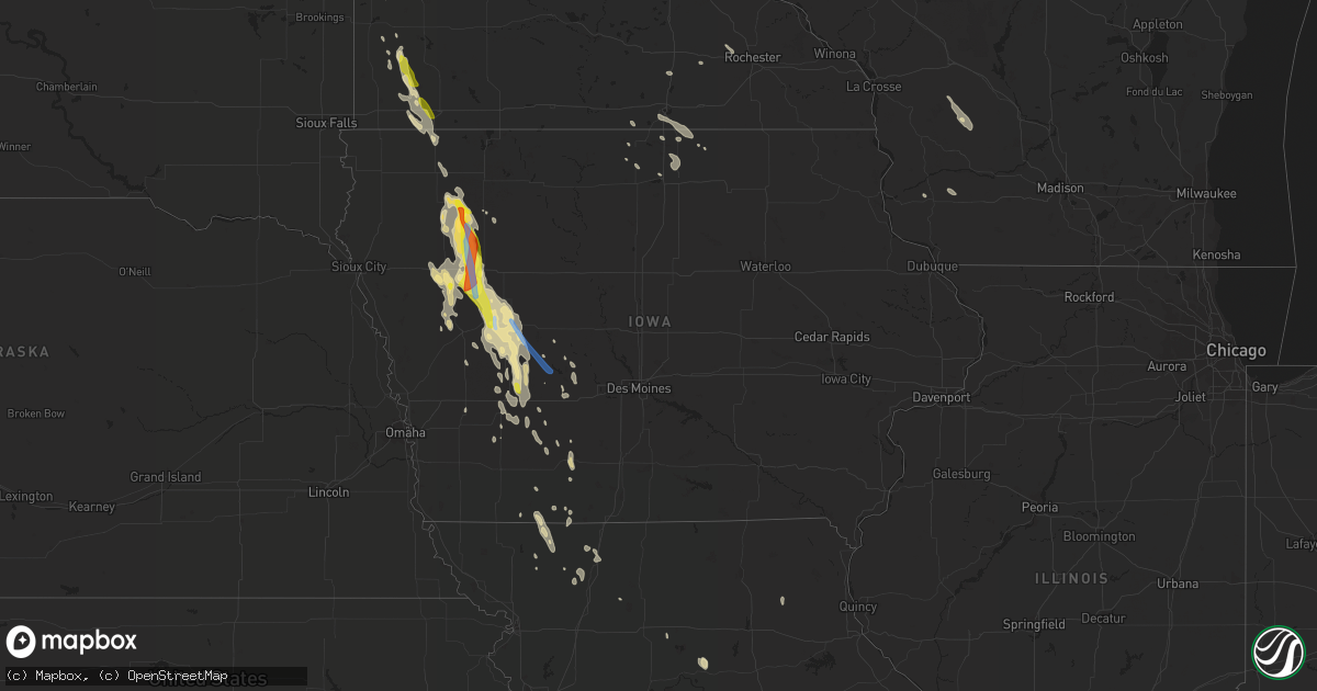 Hail map in Iowa on June 16, 2021