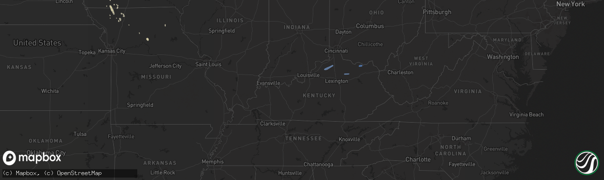 Hail map in Kentucky on June 16, 2021