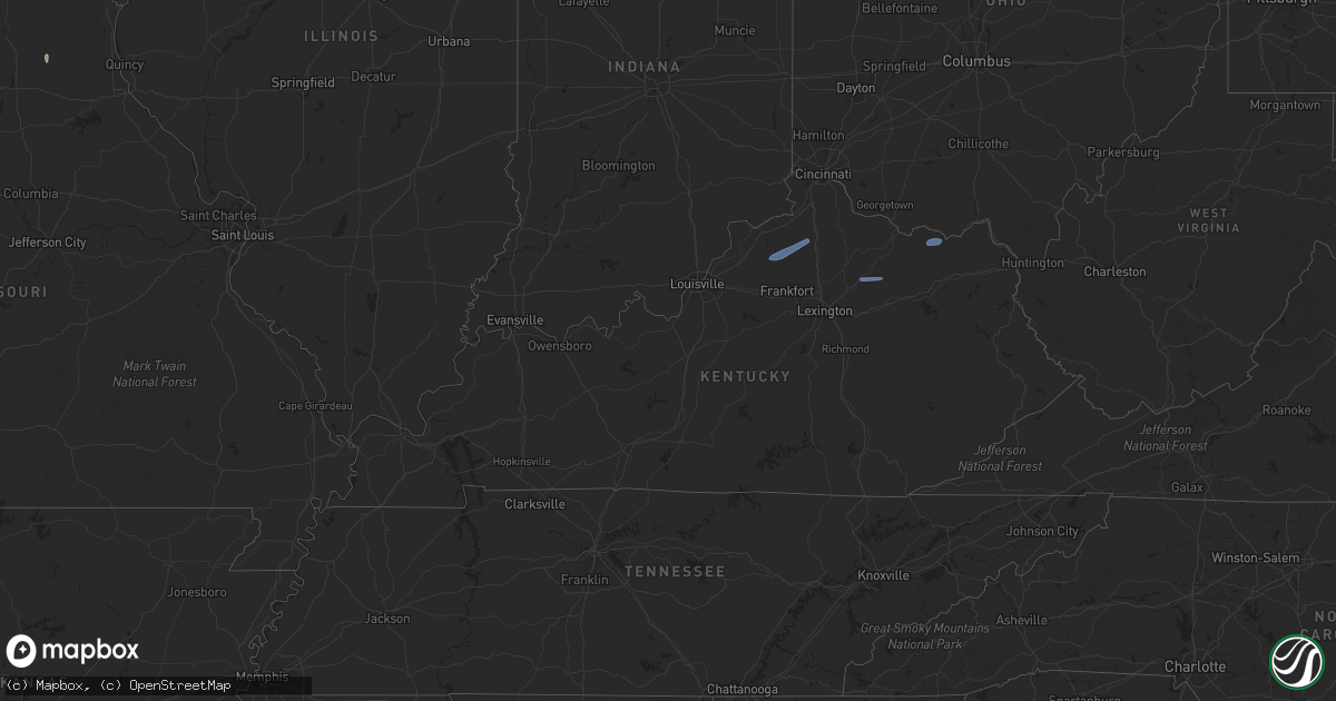 Hail map in Kentucky on June 16, 2021