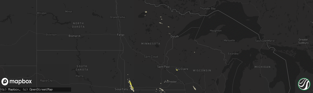 Hail map in Minnesota on June 16, 2021