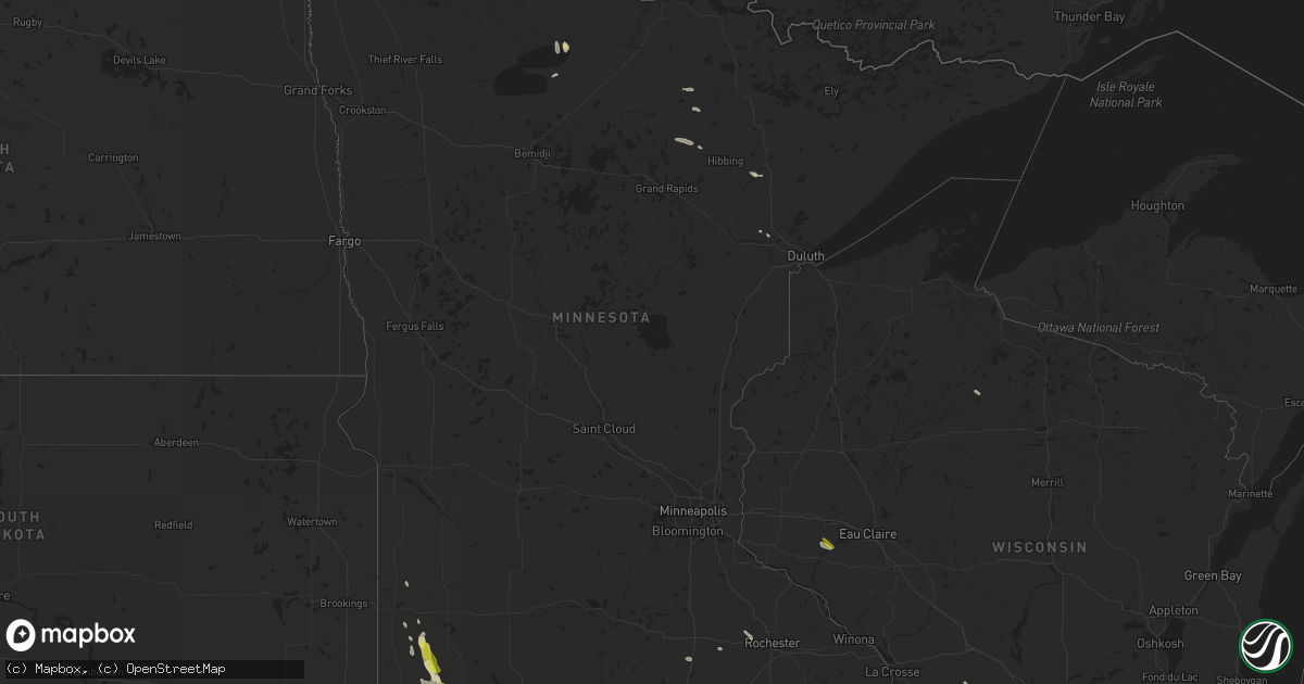 Hail map in Minnesota on June 16, 2021