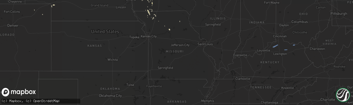 Hail map in Missouri on June 16, 2021