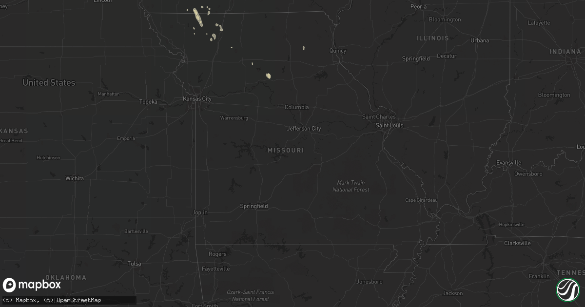 Hail map in Missouri on June 16, 2021