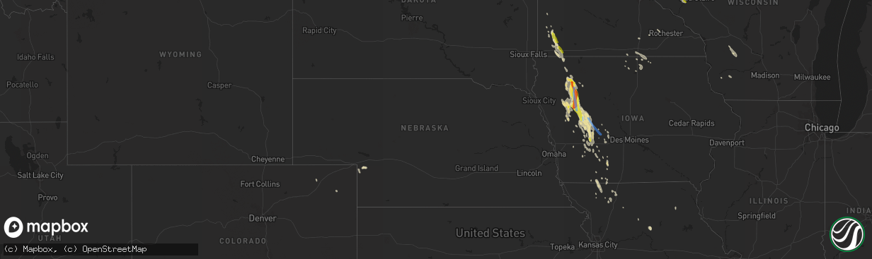 Hail map in Nebraska on June 16, 2021