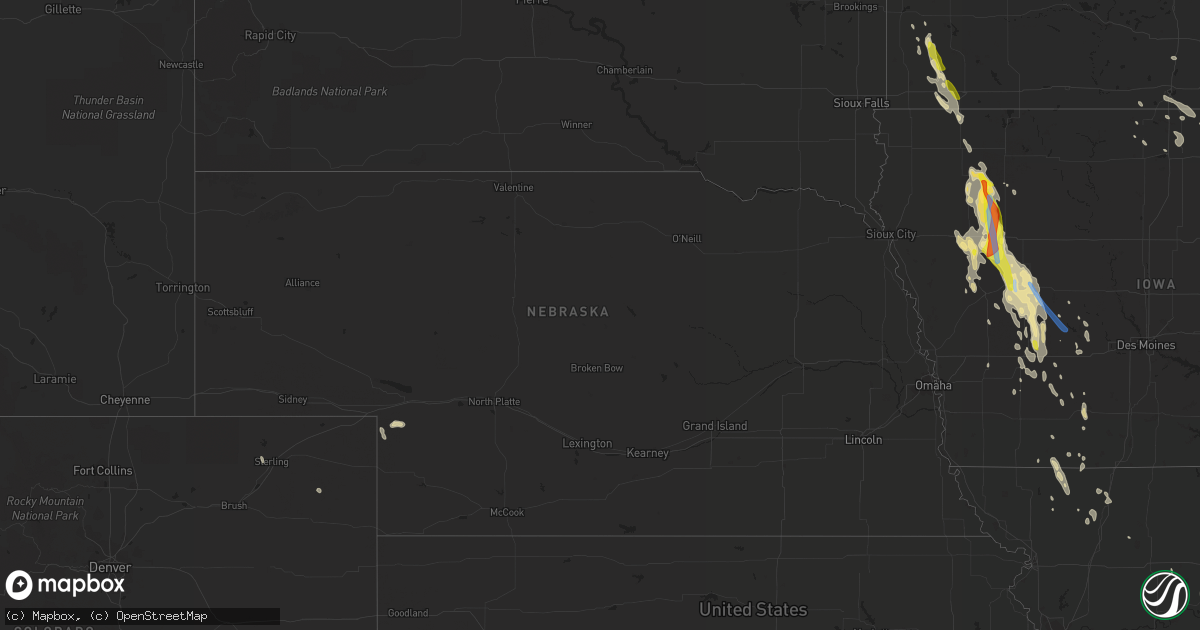 Hail map in Nebraska on June 16, 2021