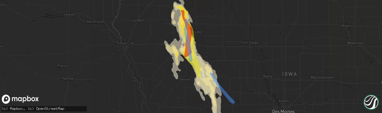 Hail map in Odebolt, IA on June 16, 2021