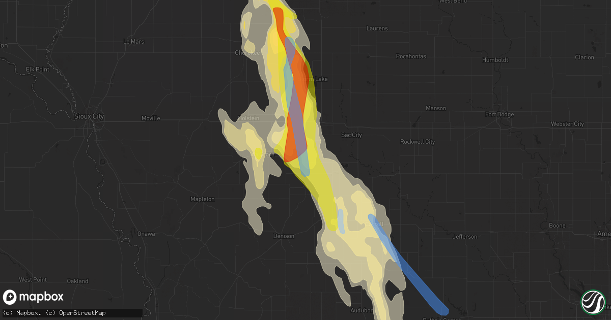 Hail map in Odebolt, IA on June 16, 2021