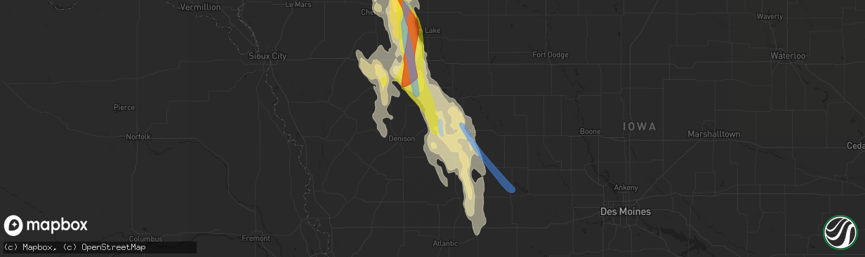 Hail map in Westside, IA on June 16, 2021