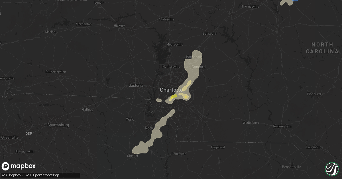 Hail map in Charlotte, NC on June 16, 2022