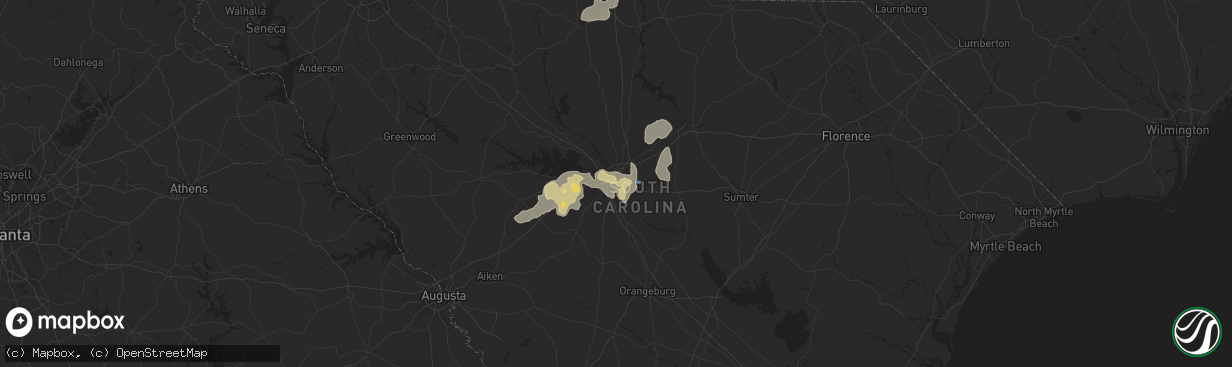 Hail map in Columbia, SC on June 16, 2022