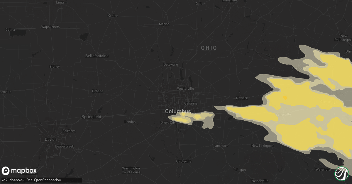 Hail map in Columbus, OH on June 16, 2022