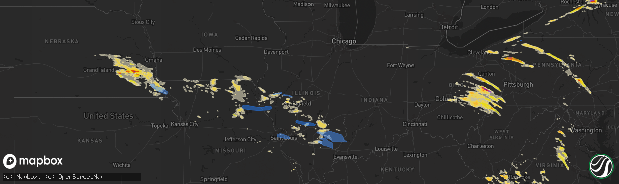 Hail map in Illinois on June 16, 2022