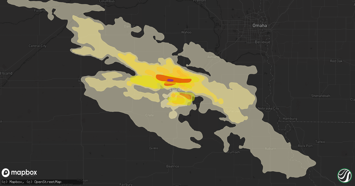 Hail map in Lincoln, NE on June 16, 2022