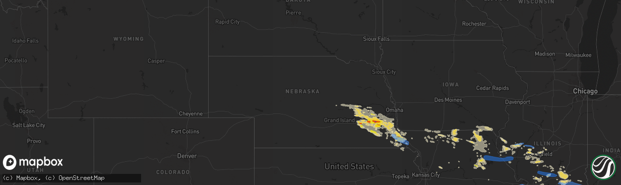 Hail map in Nebraska on June 16, 2022
