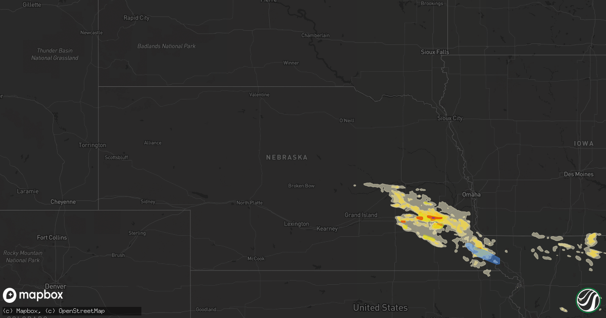 Hail map in Nebraska on June 16, 2022