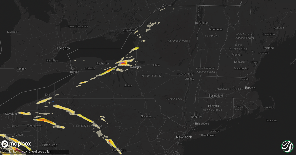 Hail map in New York on June 16, 2022