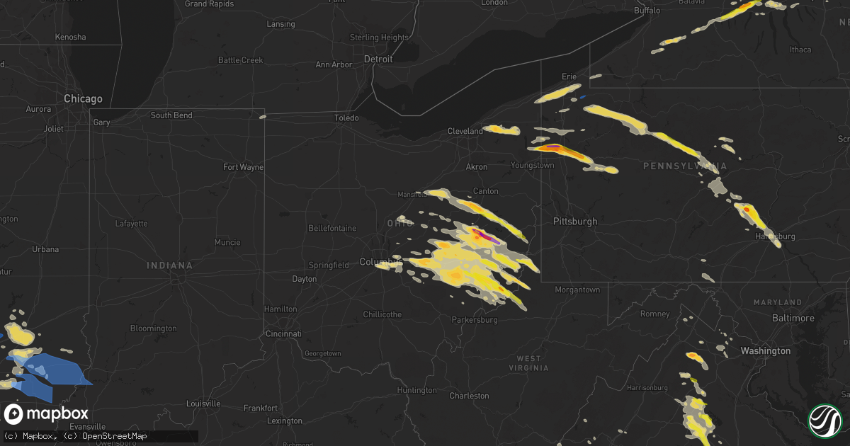 Hail map in Ohio on June 16, 2022