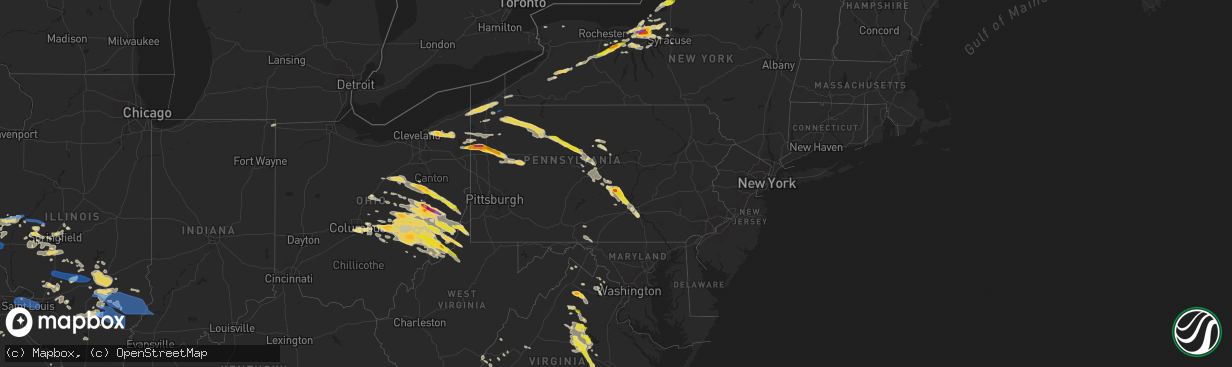 Hail map in Pennsylvania on June 16, 2022