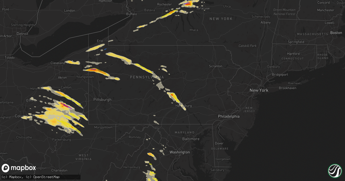 Hail map in Pennsylvania on June 16, 2022
