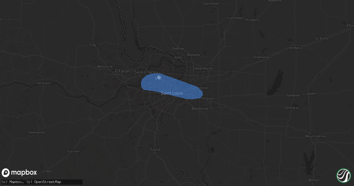 Hail map in Saint Louis, MO on June 16, 2022