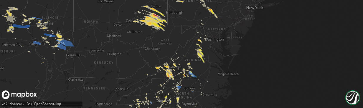 Hail map in Virginia on June 16, 2022