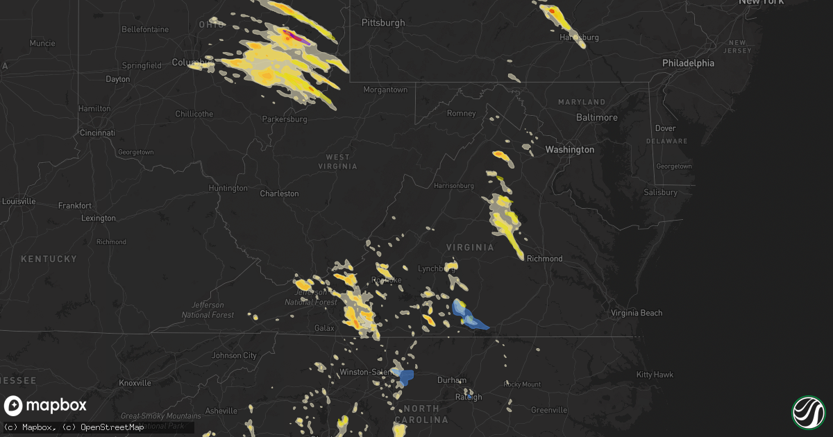 Hail map in Virginia on June 16, 2022