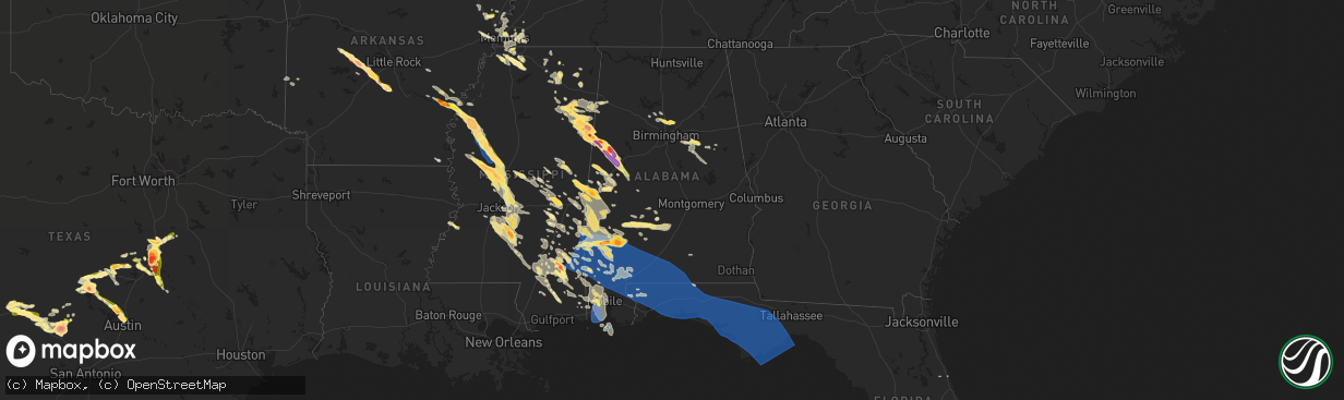 Hail map in Alabama on June 16, 2023