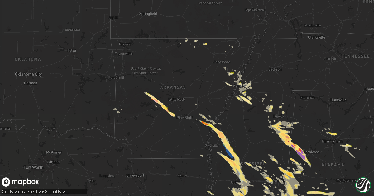 Hail map in Arkansas on June 16, 2023