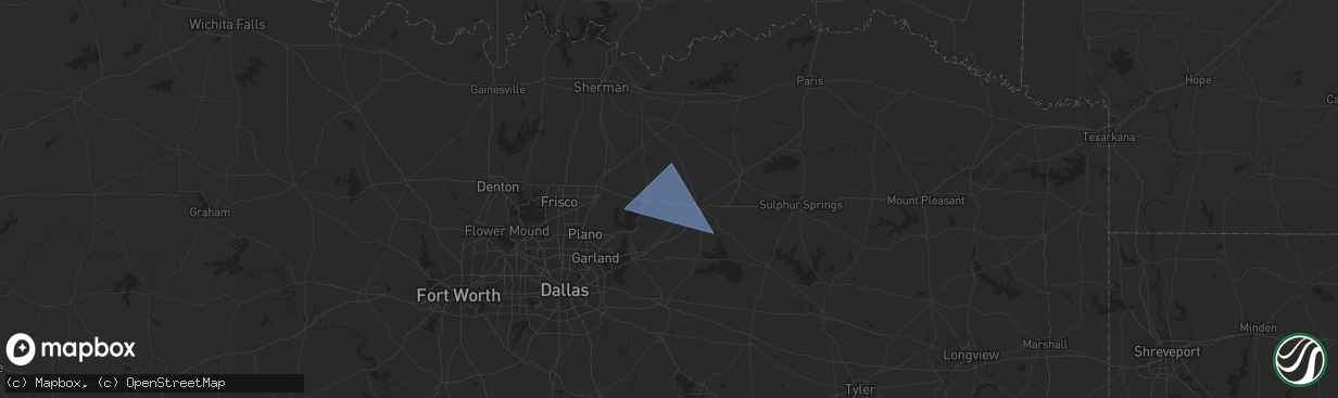 Hail map in Caddo Mills, TX on June 16, 2023