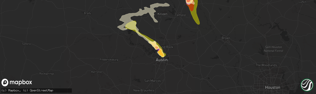 Hail map in Cedar Park, TX on June 16, 2023