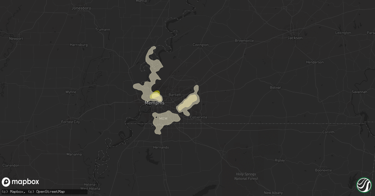Hail map in Cordova, TN on June 16, 2023