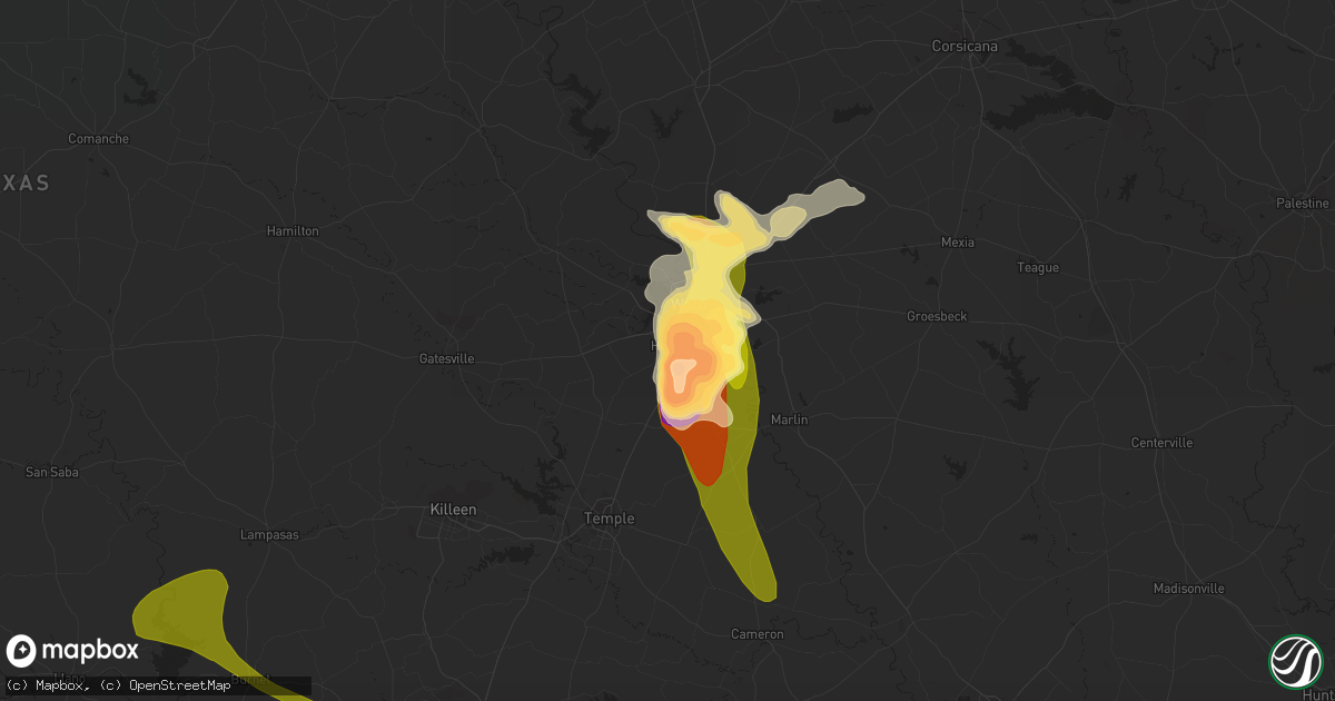 Hail map in Hewitt, TX on June 16, 2023