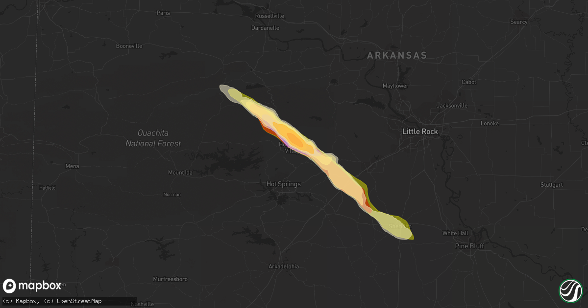 Hail map in Hot Springs Village, AR on June 16, 2023