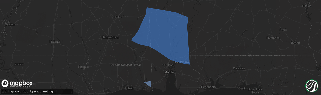 Hail map in Jackson, AL on June 16, 2023