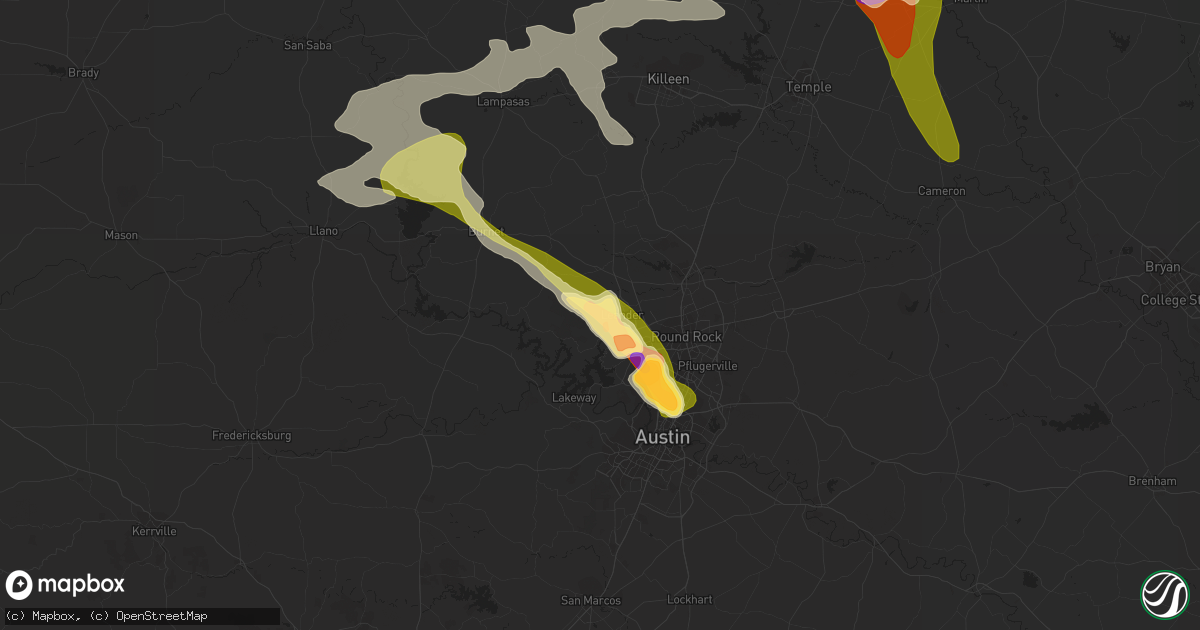 Hail map in Leander, TX on June 16, 2023
