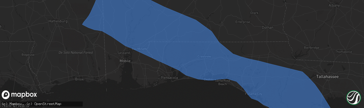 Hail map in Milton, FL on June 16, 2023