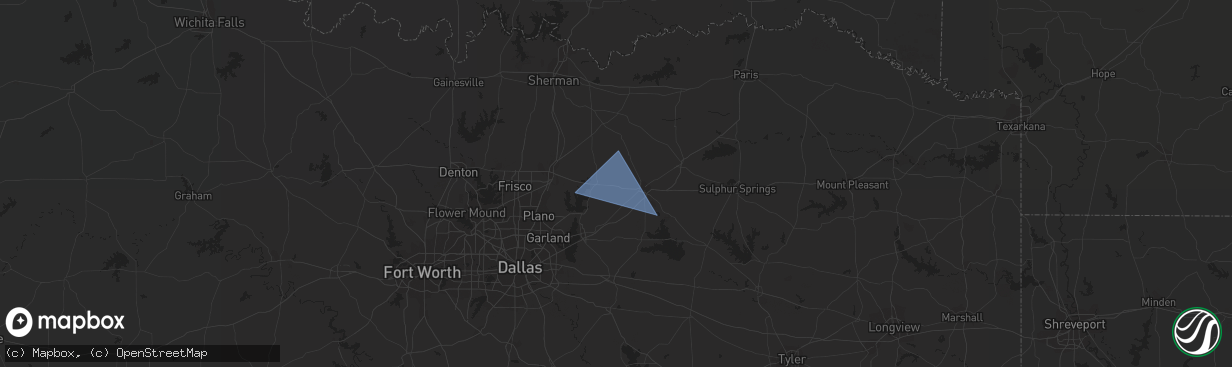 Hail map in Nevada, TX on June 16, 2023