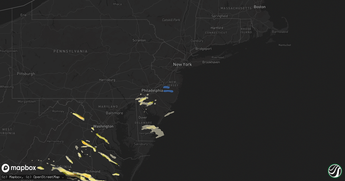 Hail map in New Jersey on June 16, 2023