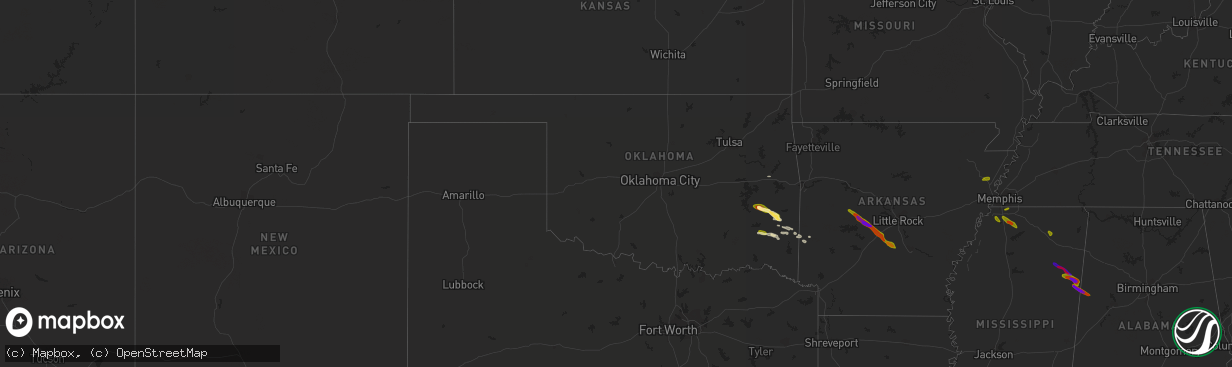 Hail map in Oklahoma on June 16, 2023