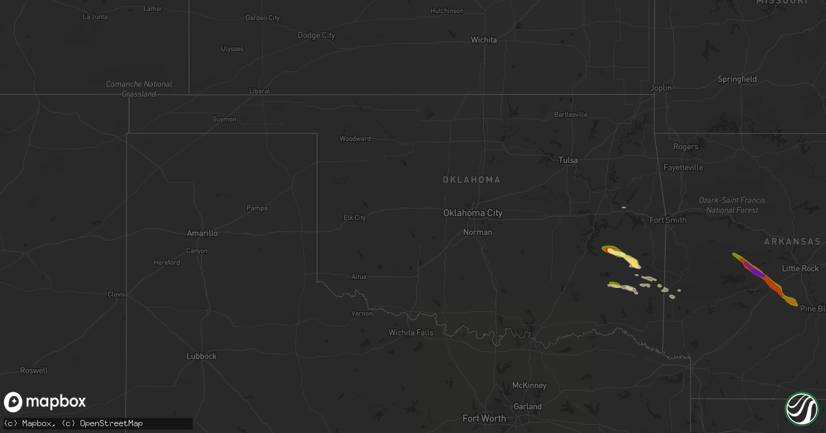 Hail map in Oklahoma on June 16, 2023