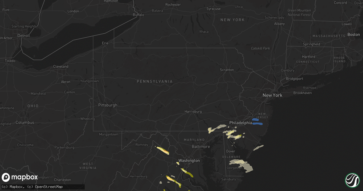 Hail map in Pennsylvania on June 16, 2023